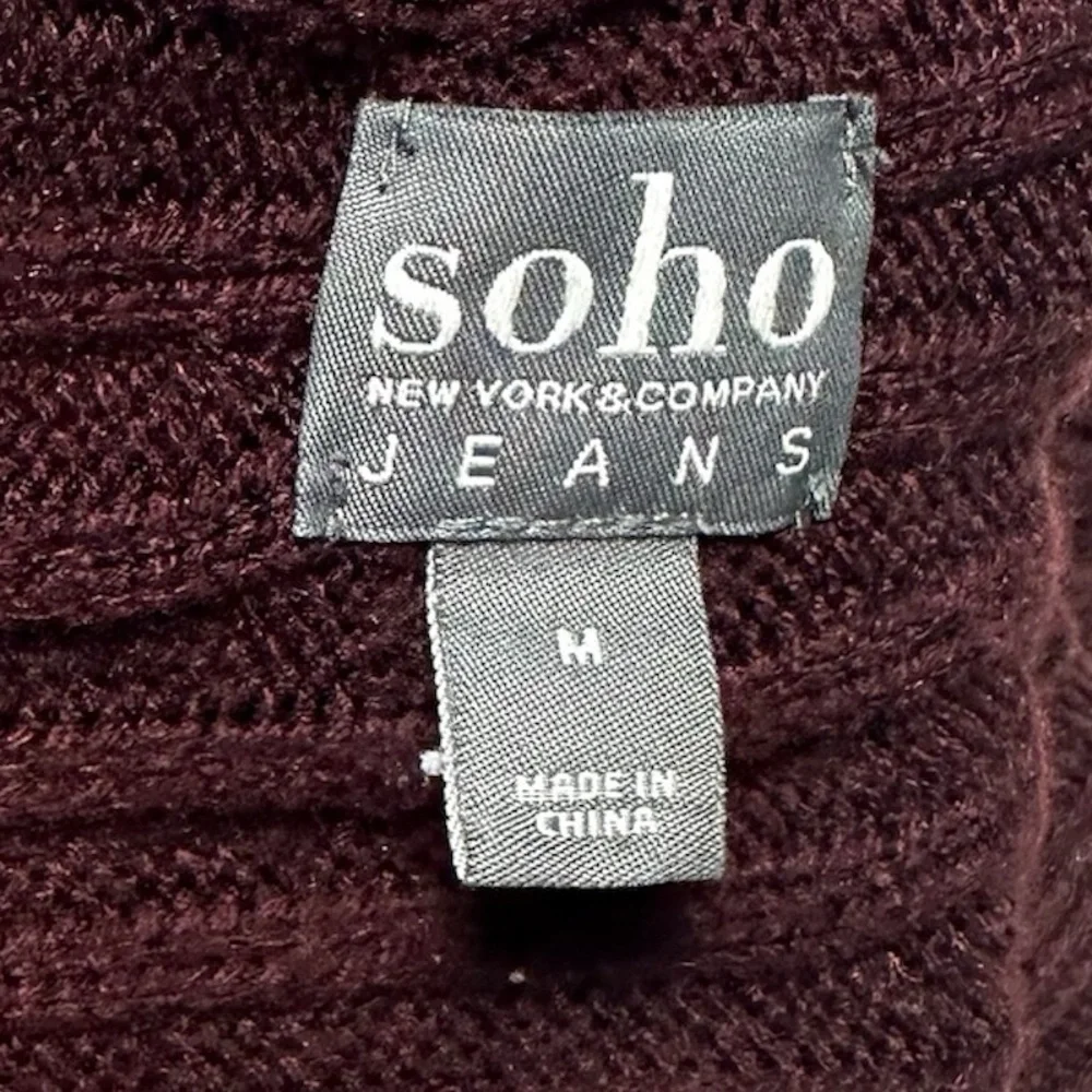 Soho New York & Company Burgundy Open Back Sweater Tunic Knit Pullover – Size M - Picture 13 of 14